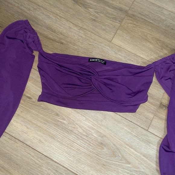 SHEIN Off Shoulder Twist Front Cut Out Crop Top - Picture 10 of 10